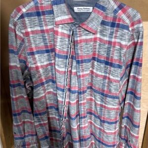 Tommy Bahama Blue, Red & Gray Plaid Button-Up Shirt